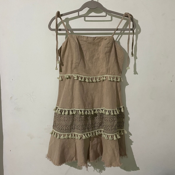 Angel Biba Dresses Beige Boho Dress Fits Sml Poshmark